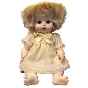Vintage 1983‎ Ideal Baby Doll Original Yellow Dress Hat